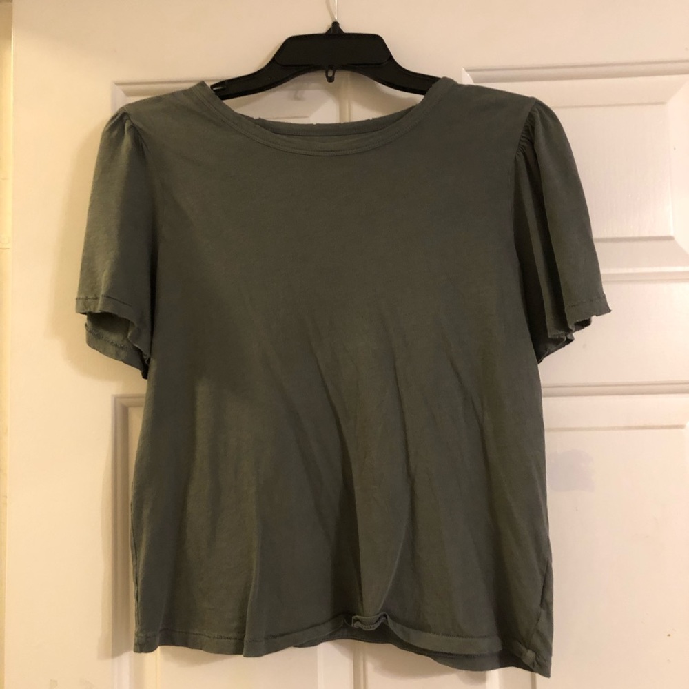 New American Eagle Solid Grey/Green Top